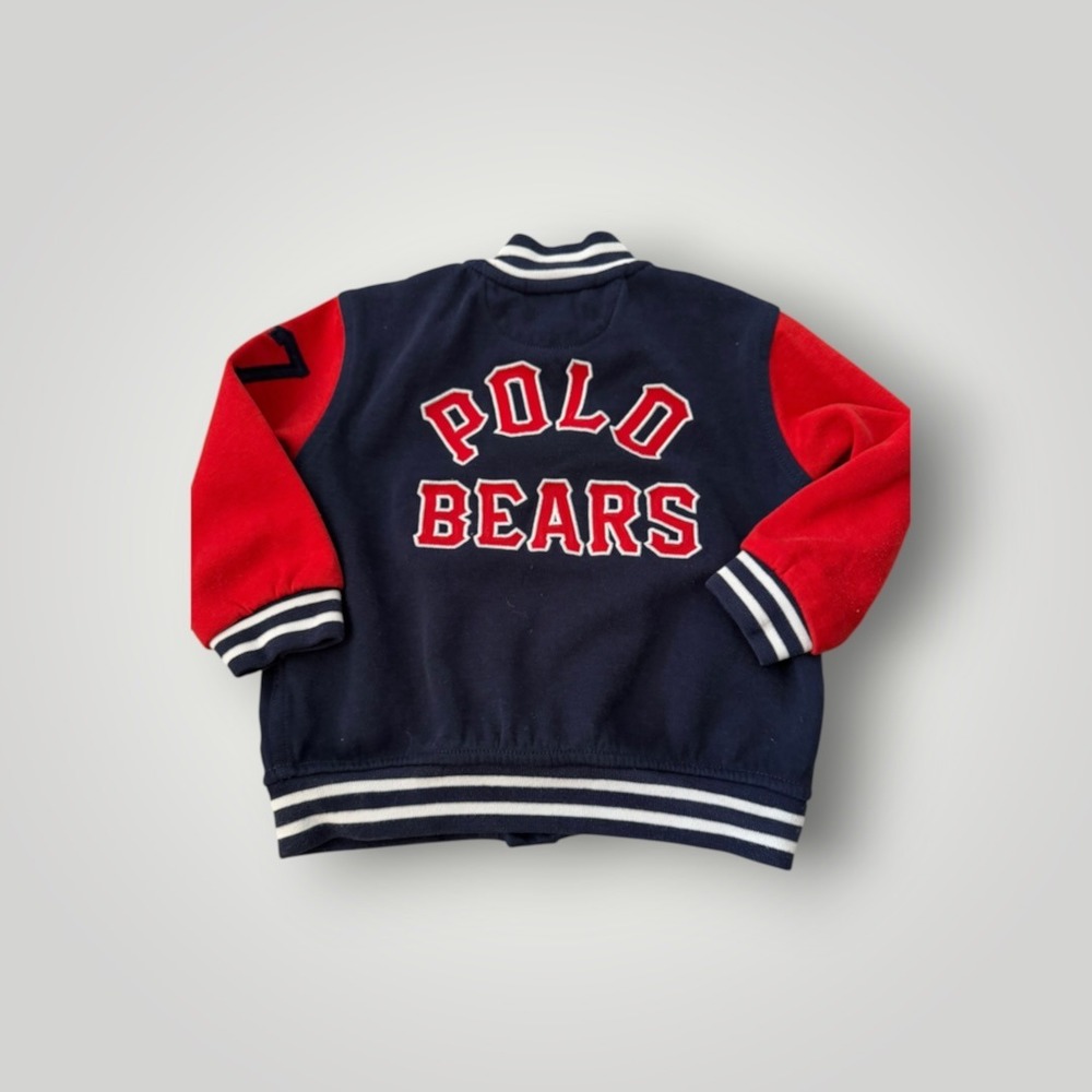 Polo Ralph Lauren Varsity Jacket Toddler 18M Navy Polo Bear Baseball 67 Preppy - Picture 3 of 11